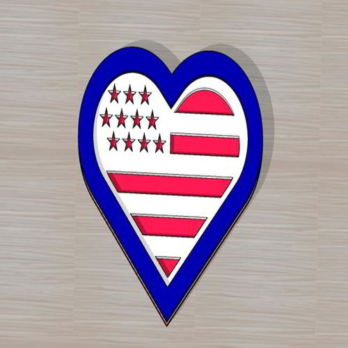 طرح قلب برش خورده با پرچم آمریکا لیزر - laser cut heart with american flag - برای دستگاه CNC چوب و لیزر (سی ان سی)