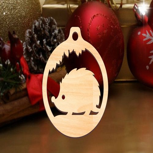 طرح برش لیزری جوجه تیغی تزئینات کریسمس - laser cut hedgehog christmas ornament ve - برای دستگاه CNC چوب و لیزر (سی ان سی)