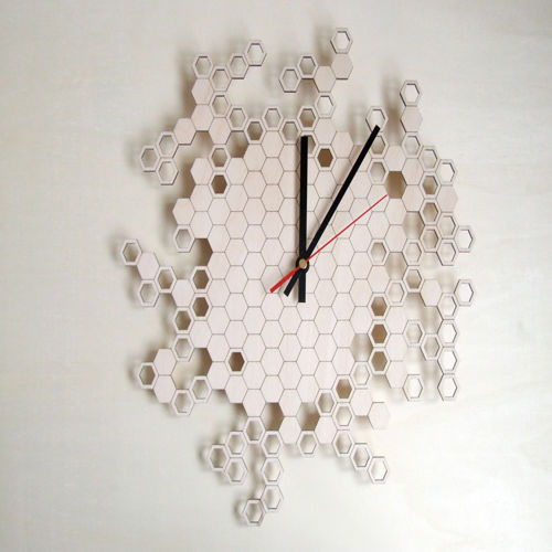 طرح ساعت دیواری طرح لانه زنبوری برش لیزری نیاز به دکور منزل - laser cut honeycomb wall clock home decor - برای دستگاه CNC چوب و لیزر (سی ان سی)