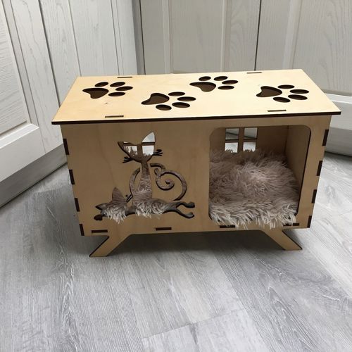 طرح خانه برش لیزری برای گربه ها و سگ - laser cut house for cats and dogs ve - برای دستگاه CNC چوب و لیزر (سی ان سی)