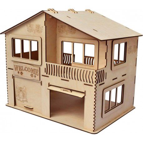 طرح قالب برش لیزری خانه گاراژ - laser cut house garage template ve - برای دستگاه CNC چوب و لیزر (سی ان سی)