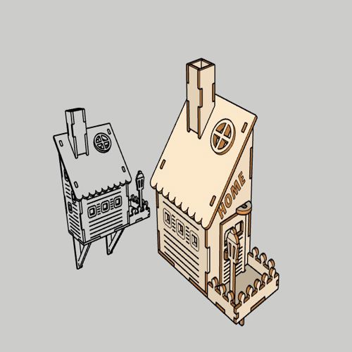 طرح laser-cut-house-on-wall-with-light-tealight-hanging-house-tea-light-holder-ve