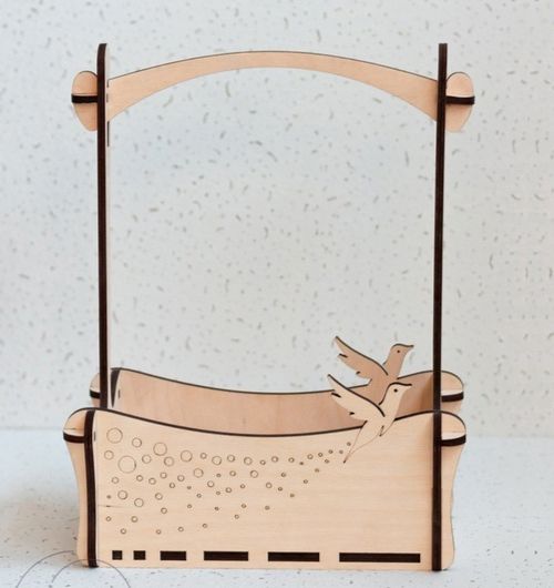 طرح سبد آبنبات مرغ مگس‌خوار برش لیزری - laser cut hummingbird candy basket ve - برای دستگاه CNC چوب و لیزر (سی ان سی)