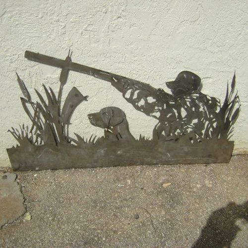طرح برش لیزری شکارچی با سگ دیواری پانل - laser cut hunter with dog wall panel - برای دستگاه CNC چوب و لیزر (سی ان سی)