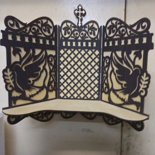 طرح قفسه چوبی آیکونوستازی برش لیزری برای آیکون‌ها - laser cut iconostasis wooden shelf for icons ve - برای دستگاه CNC چوب و لیزر (سی ان سی)