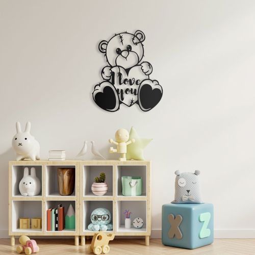 طرح برش لیزری دوستت دارم خرس عروسکی دیواری دکوراسیون پوشش - laser cut i love you teddy bear wall decor ve - برای دستگاه CNC چوب و لیزر (سی ان سی)