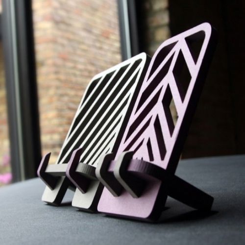 طرح پایه میز چوبی آیفون و آی‌پد برش لیزری وسیله - laser cut iphone and ipad wooden desk stand ve - برای دستگاه CNC چوب و لیزر (سی ان سی)