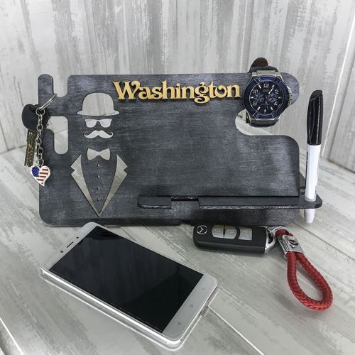 طرح ایستگاه شارژ آیفون و ساعت با برش لیزری 6 میلی‌متری سه بعدی پازل - laser cut iphone watch charging docking station 6mm 3d puzzle ve - برای دستگاه CNC چوب و لیزر (سی ان سی)