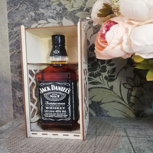 طرح برش لیزری جک دنیل میلی‌متری جعبه هدیه نوشابه - laser cut jack daniel 3mm wine gift box ve - برای دستگاه CNC چوب و لیزر (سی ان سی)