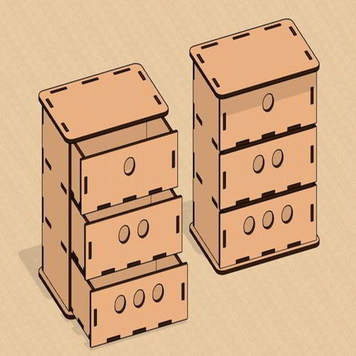 طرح جعبه جواهرات برش لیزری قفسه دراور - laser cut jewelry box chest of drawers ve - برای دستگاه CNC چوب و لیزر (سی ان سی)