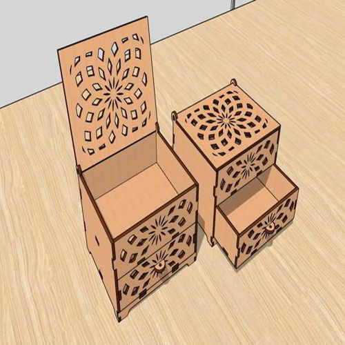 طرح جعبه جواهرات برش لیزری با جعبه کادویی کشودار - laser cut jewelry box with drawer gift box ve - برای دستگاه CNC چوب و لیزر (سی ان سی)