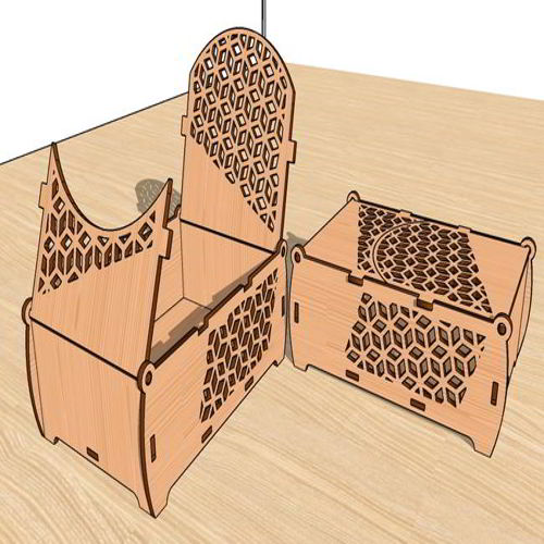 طرح جعبه جواهرات برش لیزری چوبی یادگاری جعبه هدیه میلیمتری - laser cut jewelry box wooden keepsake gift box 3mm - برای دستگاه CNC چوب و لیزر (سی ان سی)
