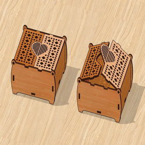 طرح برش لیزری جواهرات جعبه هدیه طرح قلب - laser cut jewelry gift box heart design ve - برای دستگاه CNC چوب و لیزر (سی ان سی)