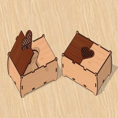 طرح جعبه هدیه جواهرات برش لیزری قلب با درب - laser cut jewelry gift box heart with lid - برای دستگاه CNC چوب و لیزر (سی ان سی)