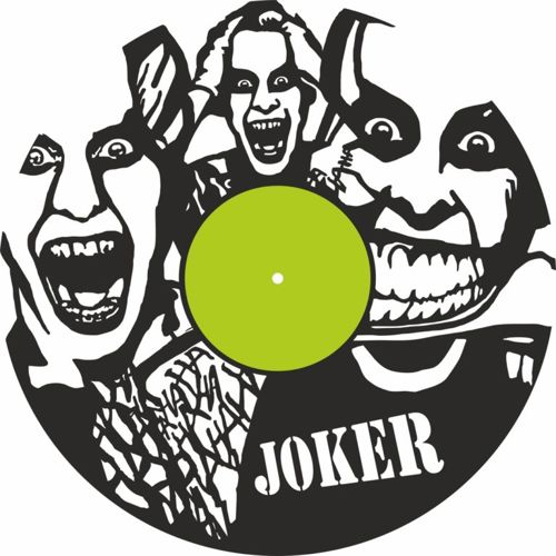طرح قالب ساعت دیواری وینیل صفحه جوکر برش لیزری - laser cut joker vinyl record wall clock template ve - برای دستگاه CNC چوب و لیزر (سی ان سی)