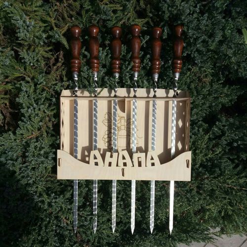 طرح سیخ‌های کباب برش لیزری دیواری قفسه نگهداری قفسه - laser cut kabob skewers wall mounted storage rack ve - برای دستگاه CNC چوب و لیزر (سی ان سی)