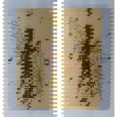 طرح ساعت دیواری کودک برش لیزری چترباز با پری پری - laser cut kid wall clock paratrooper with fairy ve - برای دستگاه CNC چوب و لیزر (سی ان سی)