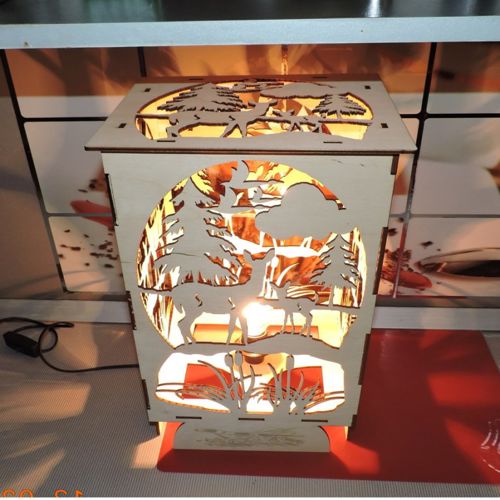 طرح لامپ برش لیزری برگشت بامبی - laser cut lamp return of bambi ve - برای دستگاه CNC چوب و لیزر (سی ان سی)