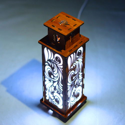 طرح فانوس برش لیزری شب نور - laser cut lantern night light ve - برای دستگاه CNC چوب و لیزر (سی ان سی)