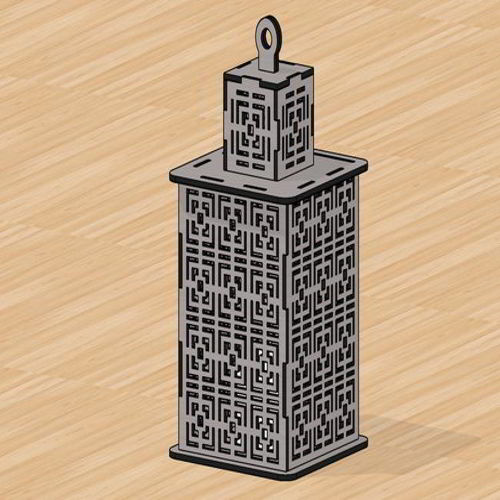 طرح فانوس برش لیزری رمضان کریم جا نگهدارنده فلکه - laser cut lantern ramadan kareem tealight holder ve - برای دستگاه CNC چوب و لیزر (سی ان سی)