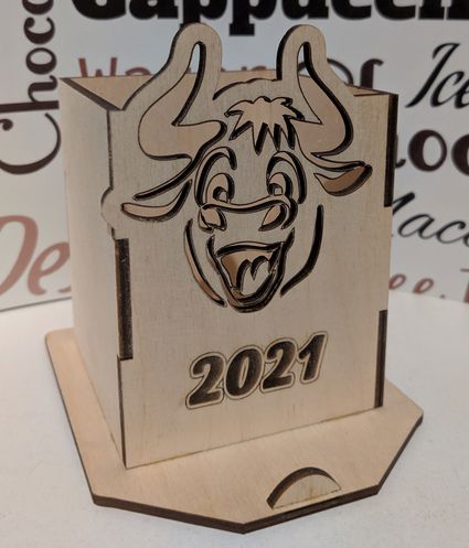 طرح برش لیزری جعبه قلم گاو نر - laser cut layout of bull pen box - برای دستگاه CNC چوب و لیزر (سی ان سی)