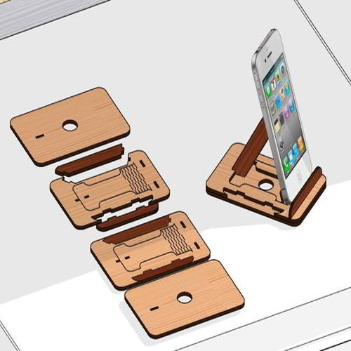 طرح لولای گوشی برش خورده با لیزر قاب - laser cut living hinge phone stand ve - برای دستگاه CNC چوب و لیزر (سی ان سی)
