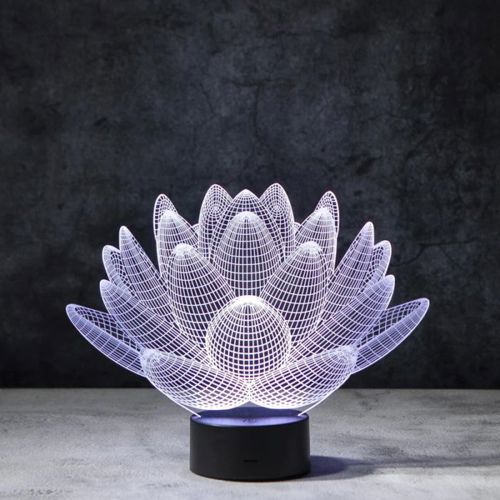 طرح برش لیزری لوتوس سه بعدی توهم لامپ - laser cut lotus 3d illusion lamp ve - برای دستگاه CNC چوب و لیزر (سی ان سی)