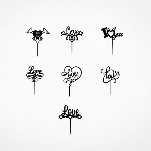 طرح برش لیزری کیک عشق تزیینات مجموعه - laser cut love cake toppers set ve - برای دستگاه CNC چوب و لیزر (سی ان سی)
