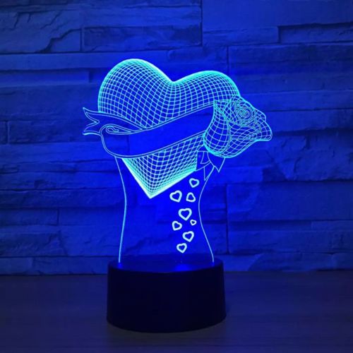 طرح برش لیزری عشق قلب رز سه بعدی توهم لامپ لامپ - laser cut love heart rose 3d illusion lamp ve - برای دستگاه CNC چوب و لیزر (سی ان سی)