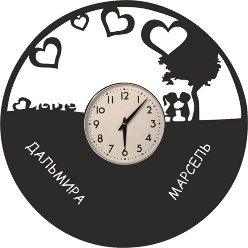 طرح ساعت دیواری طرح عشق با برش لیزری از جنس وینیل - laser cut love vinyl clock wall art ve - برای دستگاه CNC چوب و لیزر (سی ان سی)