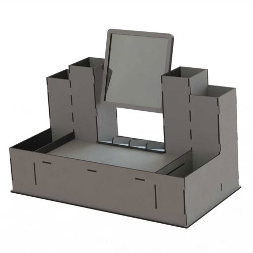 طرح نظم‌دهنده لوازم آرایش برش لیزری با آینه آرایشی هزینه - laser cut make up beauty organizer with mirror cosmetic organizer ve - برای دستگاه CNC چوب و لیزر (سی ان سی)