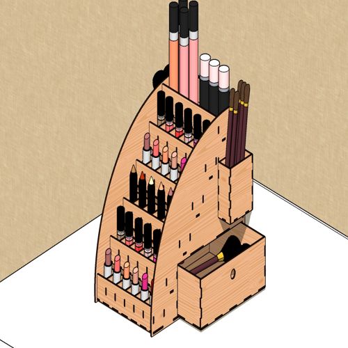 طرح جعبه آرایش برش لیزری با جعبه جواهرات هزینه - laser cut makeup organizer with jewelry box - برای دستگاه CNC چوب و لیزر (سی ان سی)