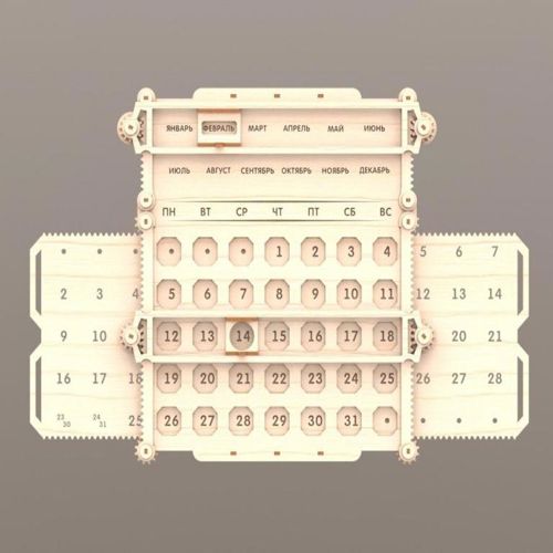 طرح تقویم مکانیکی برش لیزری - laser cut mechanical calendar ve - برای دستگاه CNC چوب و لیزر (سی ان سی)