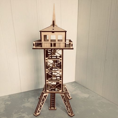 طرح مدل سه بعدی چوبی برج دیده‌بانی نظامی با برش لیزری - laser cut military observation tower 3d wooden model ve - برای دستگاه CNC چوب و لیزر (سی ان سی)
