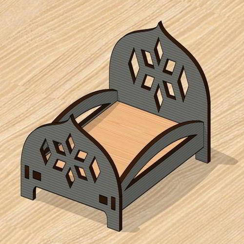طرح تخت خواب مینیاتوری برش لیزری برای عروسک باربی هزینه - laser cut miniature bed for barbie doll - برای دستگاه CNC چوب و لیزر (سی ان سی)