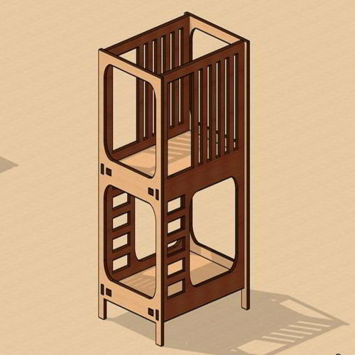 طرح تخت خواب دو طبقه مینیاتوری برش لیزری مبلمان خانه عروسکی لیزری - laser cut miniature bunk bed dollhouse furniture - برای دستگاه CNC چوب و لیزر (سی ان سی)