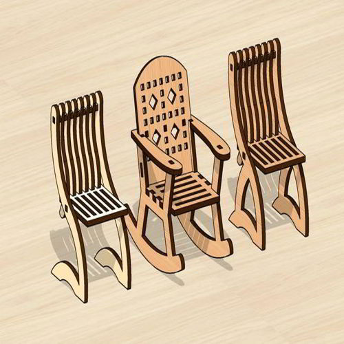 طرح صندلی‌های مینیاتوری برش لیزری مجموعه کودکان اسباب‌بازی - laser cut miniature chairs set kids toy ve - برای دستگاه CNC چوب و لیزر (سی ان سی)