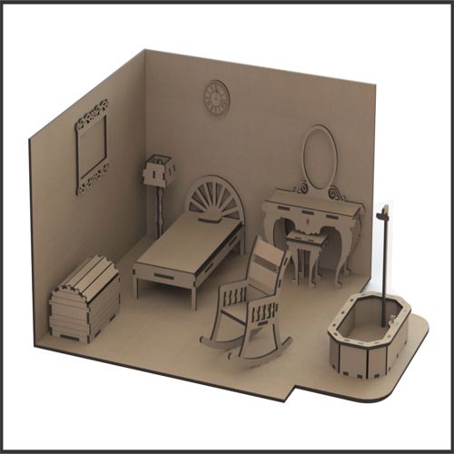 طرح مبلمان خانه عروسکی مینیاتوری برش لیزری لباس - laser cut miniature dollhouse furniture - برای دستگاه CNC چوب و لیزر (سی ان سی)