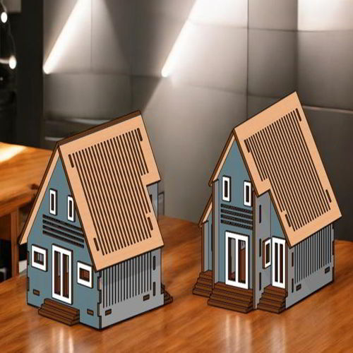طرح مدل خانه عروسکی مینیاتوری برش لیزری جاشمعی - laser cut miniature dollhouse model tea light holder - برای دستگاه CNC چوب و لیزر (سی ان سی)