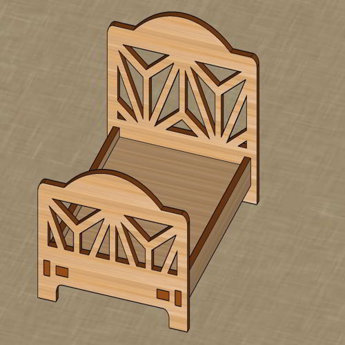 طرح مبلمان مینیاتوری برش لیزری تختخواب تخت خودت انجام بده سه بعدی مبلمان خانه عروسکی - laser cut miniature furniture bed diy 3d dollhouse furniture - برای دستگاه CNC چوب و لیزر (سی ان سی)