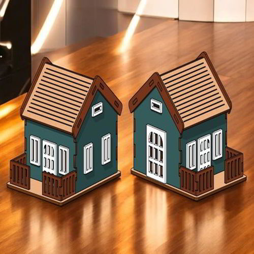 طرح جاشمعی مینیاتوری خانگی برش لیزری نیاز به قالب - laser cut miniature home tealight candle holder - برای دستگاه CNC چوب و لیزر (سی ان سی)