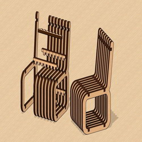 طرح صندلی پارامتری مینیاتوری برش لیزری - laser cut miniature parametric chair ve - برای دستگاه CNC چوب و لیزر (سی ان سی)