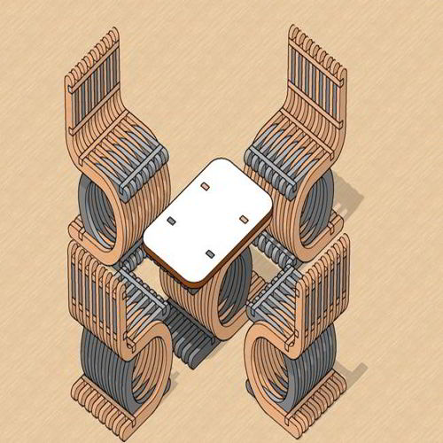 طرح میز صندلی پارامتریک مینیاتوری برش لیزری - laser cut miniature parametric chair table ve - برای دستگاه CNC چوب و لیزر (سی ان سی)