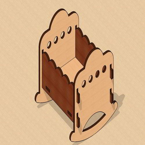 طرح عروسک تاب‌دار مینیاتوری برش لیزری گهواره - laser cut miniature rocking doll cradle - برای دستگاه CNC چوب و لیزر (سی ان سی)