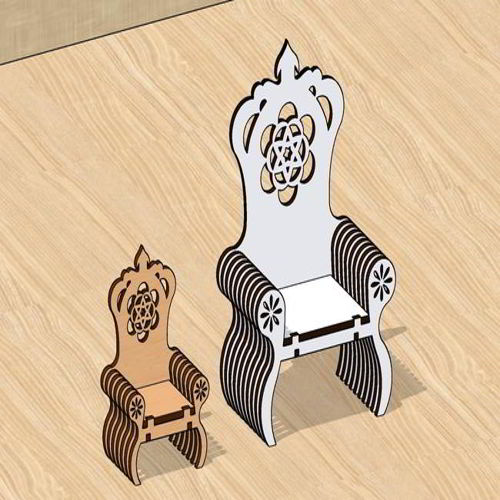 طرح صندلی تخت مینیاتوری برش لیزری - laser cut miniature throne chair ve - برای دستگاه CNC چوب و لیزر (سی ان سی)