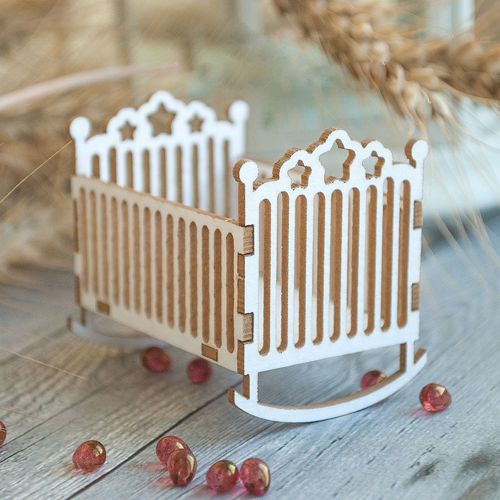 طرح تخت نوزاد کوچک برش لیزری روکش - laser cut mini baby crib ve - برای دستگاه CNC چوب و لیزر (سی ان سی)