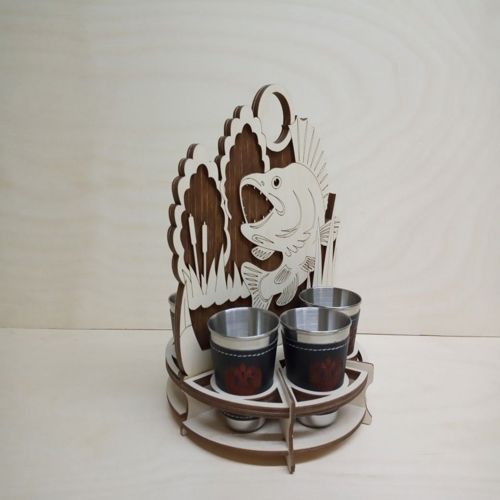 طرح برش لیزری مینی بار نگهدارنده لیوان - laser cut mini bar glass holder ve - برای دستگاه CNC چوب و لیزر (سی ان سی)