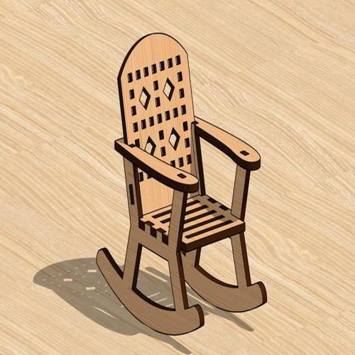 طرح صندلی گهواره‌ای کوچک برش لیزری خانه عروسکی اسباب‌بازی - laser cut mini dollhouse rocking chair toy - برای دستگاه CNC چوب و لیزر (سی ان سی)
