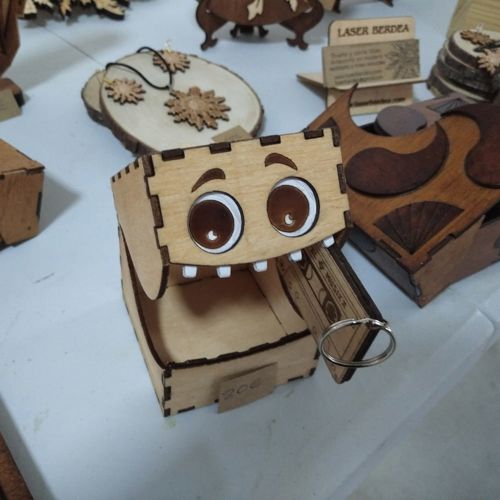 طرح برش لیزری مینی هیولا جعبه شکلات - laser cut mini monster candy box ve - برای دستگاه CNC چوب و لیزر (سی ان سی)