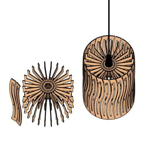 طرح چراغ آویز مدرن برش لیزری قاب - laser cut modern hanging pendant lamp ve - برای دستگاه CNC چوب و لیزر (سی ان سی)